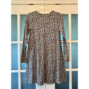 ✨EUC✨ LANDS’ END GIRLS LONG SLEEVE LEOPARD PRINT SWING DRESS 🐆💜